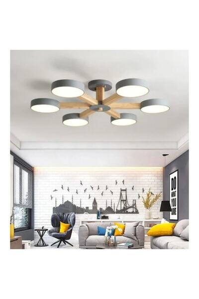 Laleluli Candelabru LED, cu 6 capete rotunde gri, 88 cm