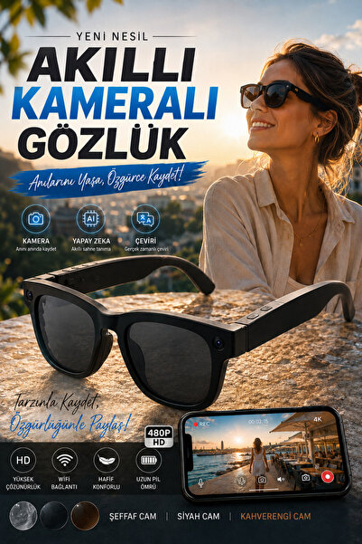 Zineets Ultra HD Eller Serbest Wifi Güneş Gözlük Aksiyon Kamerası Gizli Aİ De...
