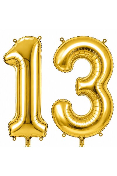 BenimMarifetlerim Number 13 Gold Foil Balloon 16 Inch 40 cm