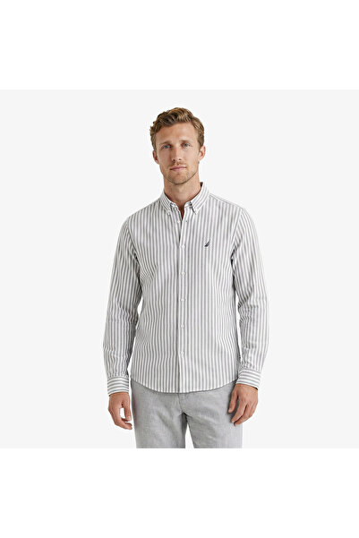 Nautica Erkek Lacivert Regular Fit Çizgili Gömlek