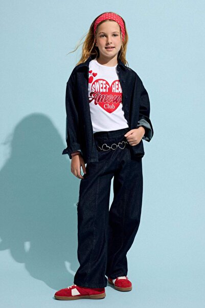 DeFacto Wide Leg Stretchy Waist Jeans for Girls H8897A826Au