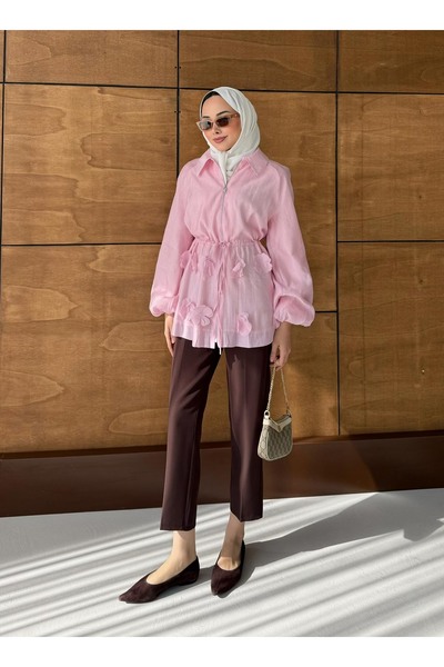 Rimel Moda Shine Papatyalı Tunik Pembe