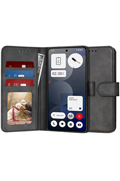 Techsuit Husă pentru Nothing Phone (3a) Pro, tip agendă, negru - negru