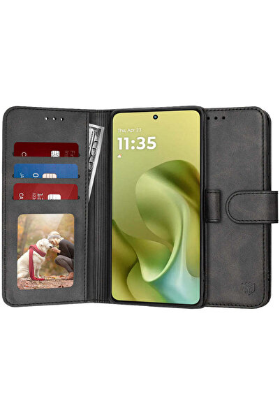 Techsuit Husă pentru Motorola Moto G86, tip agendă, negru - negru