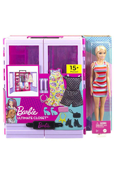 Barbie Set Papusa cu dulap, haine si accesorii