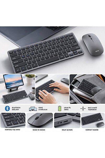 Nomker MacBook Air 13.6" M2 Uyumlu Bluetooth Kablosuz Ofis Klavye Mouse Seti