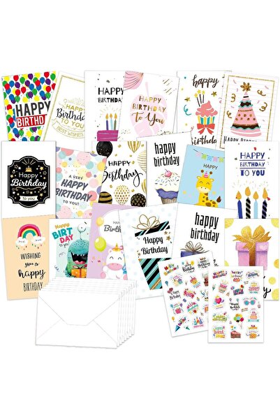 Home Smart Happy Birthday Cards 20 Pcs Assorted Designs with Envelope Folding...