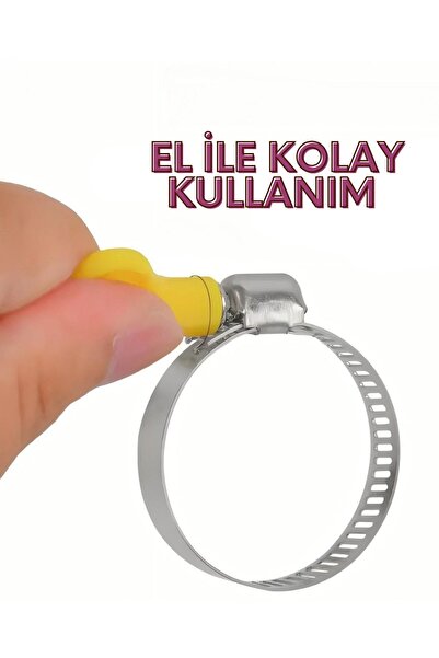 Neler Geldi Neler Hortum Kelepçesi 6'lı (Plastik Kelebek Bağlantılı) Paslanmaz Çelik Metal Hortum Kelepçesi 16-25 mm A