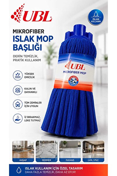 UBL ( 1 Adet-MAVİ) Mikrofiber Yedek Paspas Ucu , Çevirmeli Mop Başlığı