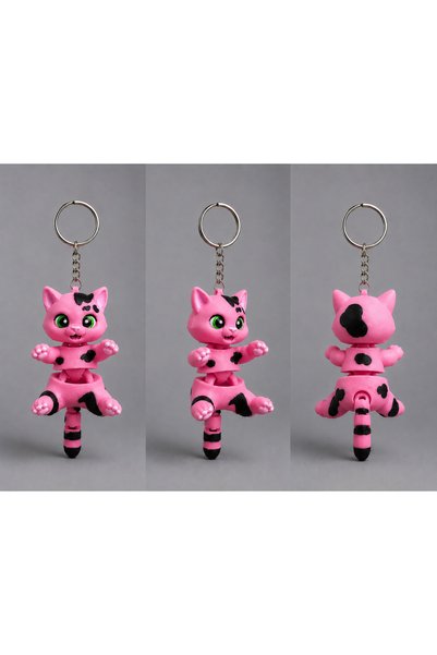Generic Brand Keychain with Movable Cat Figure – 3D Printed Decorative Bag Or...