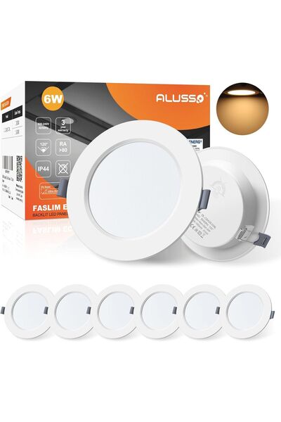 ALUSSO LIGHTING Set de 6 spoturi LED încastrate, 6W, 420 lm, 3000K, IP44, 120...