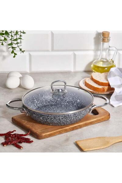 FALEZ Granite Pan 22 cm with Induction Base and Glass Lid