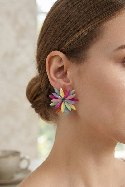 Generic Brand Lotus Model Mixed Color Crystal Stone Women's Earrings