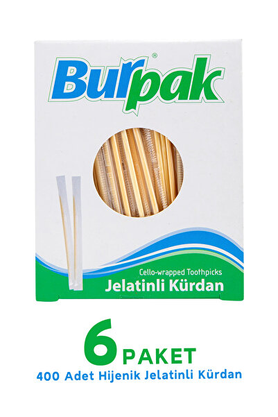 Burpak Hijyenik Jelatinli Bambu Kürdan 400 Adet X 6 Paket
