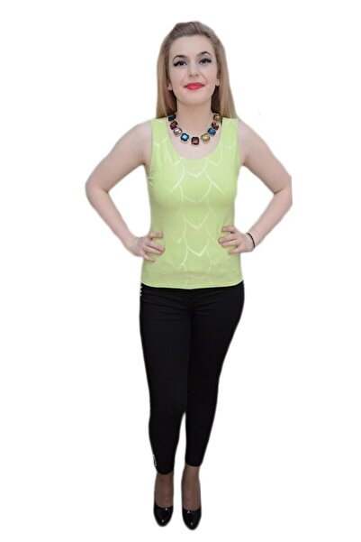 OEM Bluza clasica cu bretele late, verde deschis cu strasuri mici