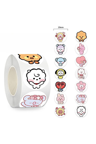 Choice لفة تحتوي على 500 قطعة من ملصقات BT21 RJ Chimmy Tata Cooky عالية الجود...