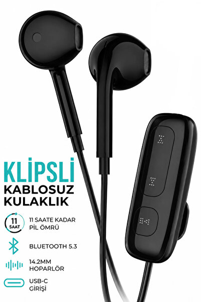 EXENAR Yaka Klipsli Bluetooth Kulaklık Kulakiçi Kablolu Kablosuz TWS Mikrofonlu Yaka Kulaklık Boyun Asmalı