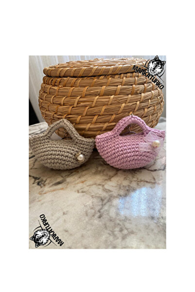 MarkaTurko Bag-Shaped Hand-Knitted 2-Piece Keychain & Bag Ornament