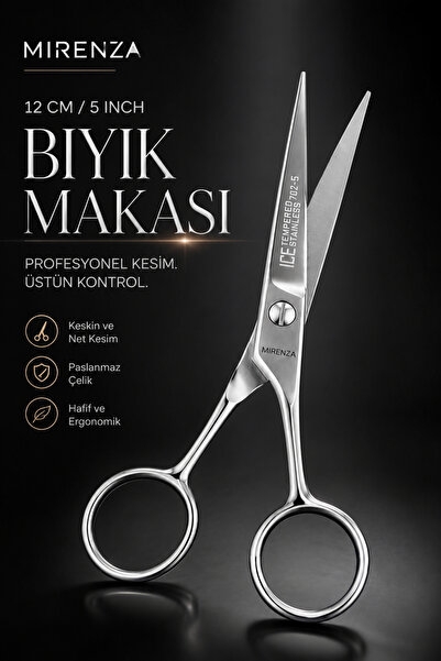 mirenza cosmetic Kaş ve Bıyık Makası Paslanmaz Çelik 12 Cm