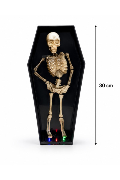 PARTİPORT 30 cm Dans Eden Tabutta İskelet Halloween Dekoru – Işıklı Hareketli...