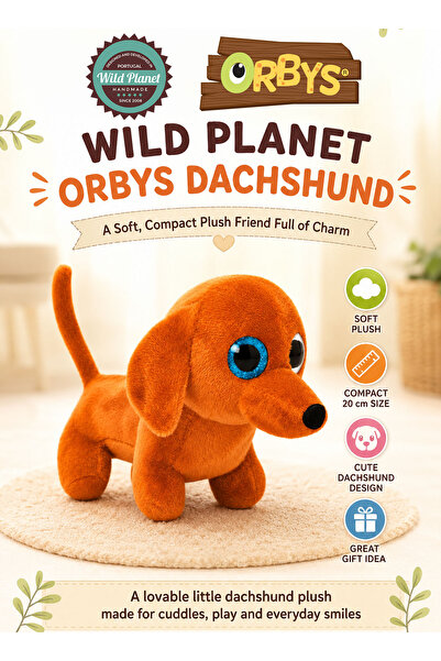 Wild Planet Orbys Dachshund Plush Toy, Soft Orange Stuffed Dog with Long Body...
