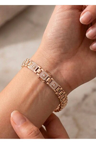 Mervişim Aksesuar Copper Color Stainless Steel Women's Stylish Bracelet
