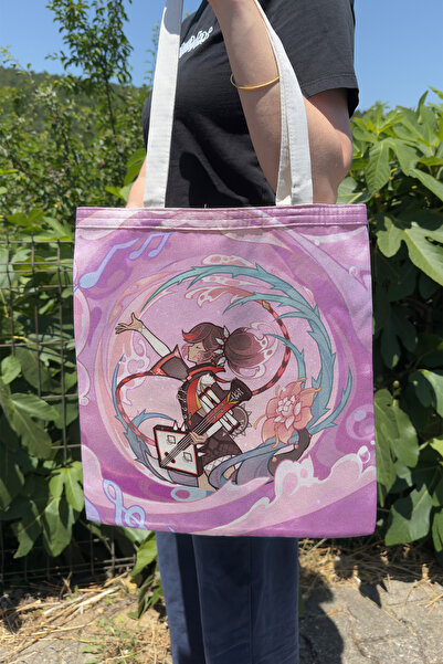 ZipZap Xinyan Genshin Impact V1 Double-Sided Canvas Print Tote Bag Anime Bag