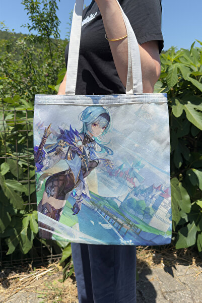 ZipZap Eula Genshin Impact V1 Double-Sided Canvas Print Tote Bag Anime Bag