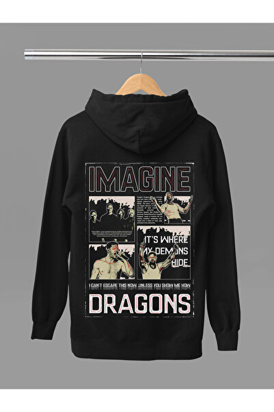 MAGORS Φούτερ με κουκούλα IMAGINE DRAGONS, βαμβακερό, μακρυμάνικο, με ρίγες, ...