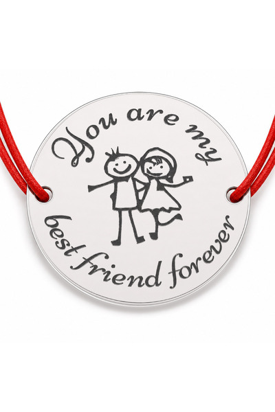 Simoshop Brățară argint 925 cu bănuț Best Friends, șnur reglabil — cadou