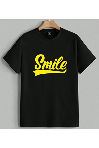 ELFERA Smile Yazi Sari Design Print Printed Unisex Oversize T-Shirt Black