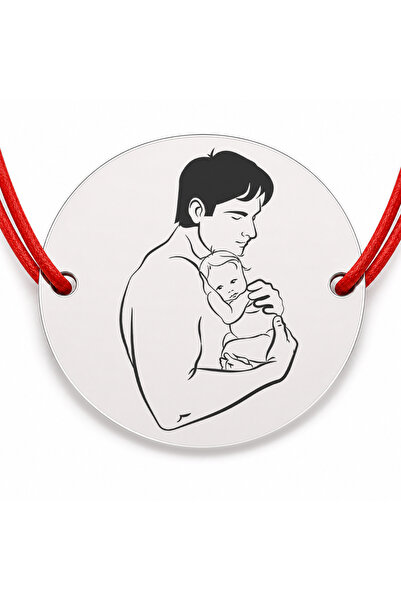 Simoshop Brățară argint 925 cu bănuț tată și bebeluș, șnur reglabil — cadou