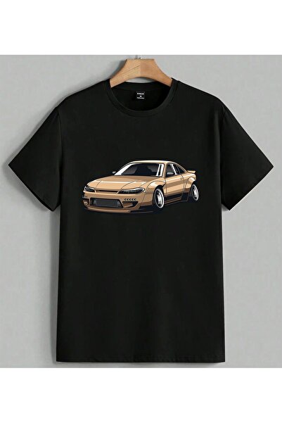 ELFERA Brown Car Sports Car Printed Unisex Oversize T-Shirt Black