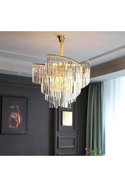 OEM TRIANON Eleganza Crystal Chandelier 6x E27, Diameter 47cm, Shiny Gold, Ad...