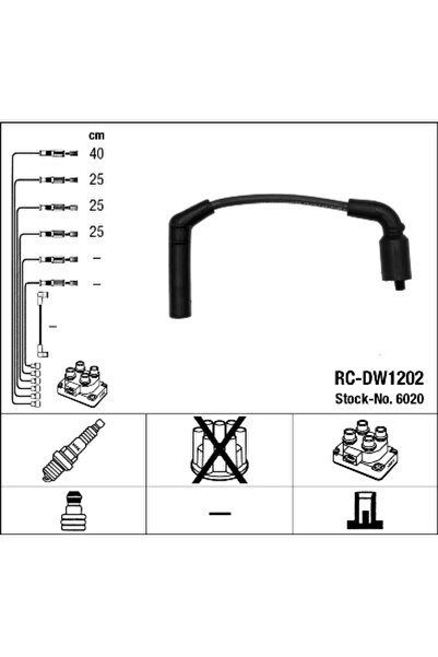NGK Set Cablaj Aprinder 6020 Chevrolet Aveo / Kalos/Lacetti/Matiz/Spark Daewo...