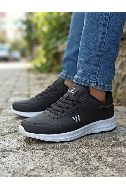 McDark Men's Waterproof Non-Slip Nylon Sole Sneaker Shoes-Black White