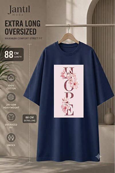 JANTIL MODA تي شيرت تونيك مطبوع عليه Flower Hope مطبوع عليه Flower Hope ذو يا...