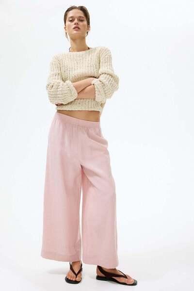 H&M Linen-blend ankle-length trousers