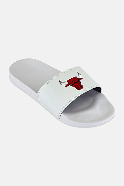iSlide Men Chicago Bulls Primary Logo Slip On Slides, White