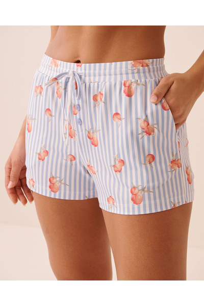 La Vie en Rose Peach & Stripe Print Super Soft Pajama Shorts