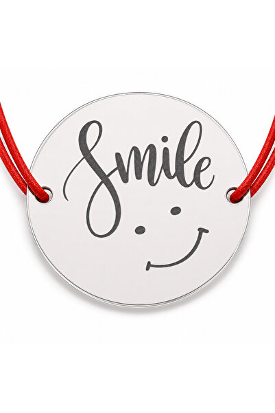Simoshop Brățară argint 925 cu mesajul Smile, șnur reglabil — cadou