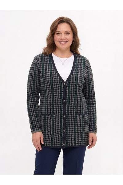 onno style women Snowflake Pattern Colorful Classic Knitted Jacket