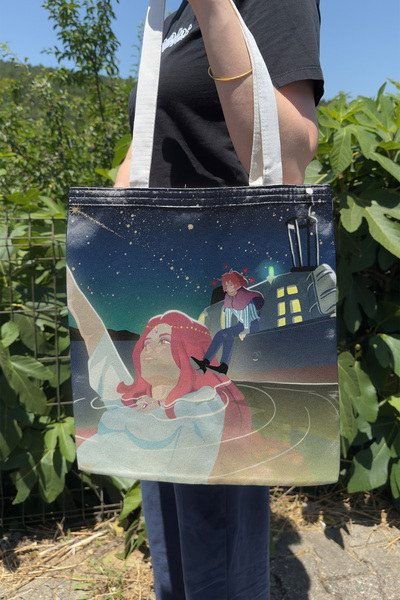 ZipZap Ponyo Miyazaki Ghibli V4 Summer Winter Double-Sided Canvas Print Tote ...