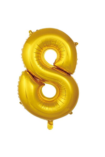 Parti Dükkanı 16 Inch 36 cm Gold 8 Number Foil Balloon Birthday Age Balloon P...