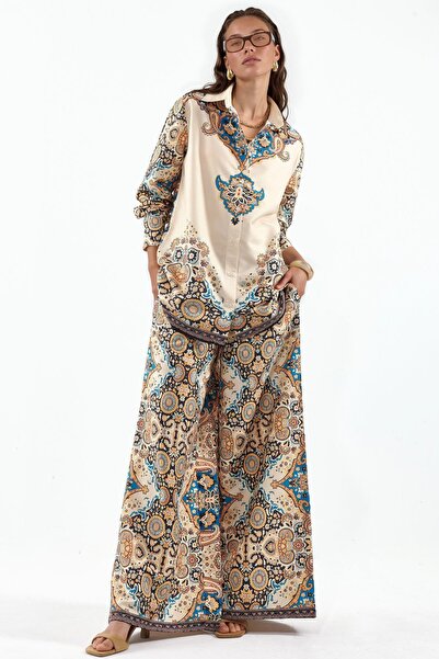 Hiccup Msn Paisley Patterned Shirt and Wide-Legged Pants Set
