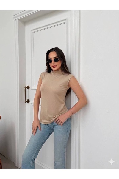 ELAY Fashion بلوزة نسائية أساسية ذات ياقة عالية