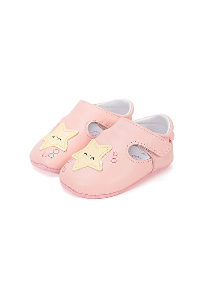 D.D.step Papuci de casă cu talpă din piele, cu velcro cu stele, roz 20-23 - m...