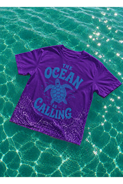 VODEXA Tricou oversize pentru femei și bărbați, cu imprimeu OCEAN, 100% bumba...