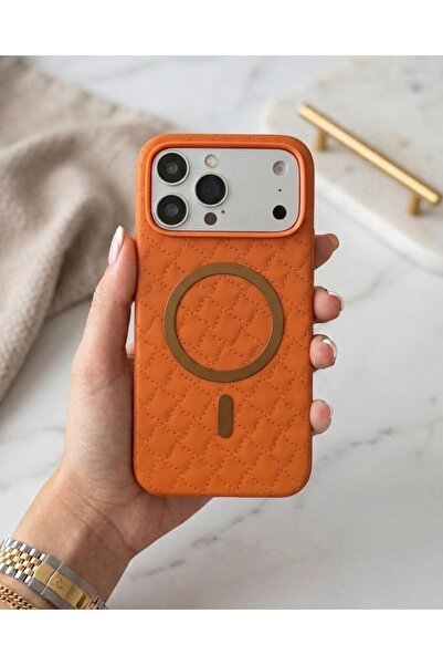 KILIF HOUSE Iphone 17 Pro Uyumlu Premium Kapitone Deri Desenli Magsafe Destek...
