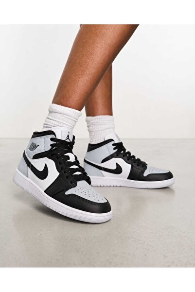 Nike Air Jordan 1 Mid Deri Bilekli Kadın Sneaker Ayakkabı (Blue Sport )